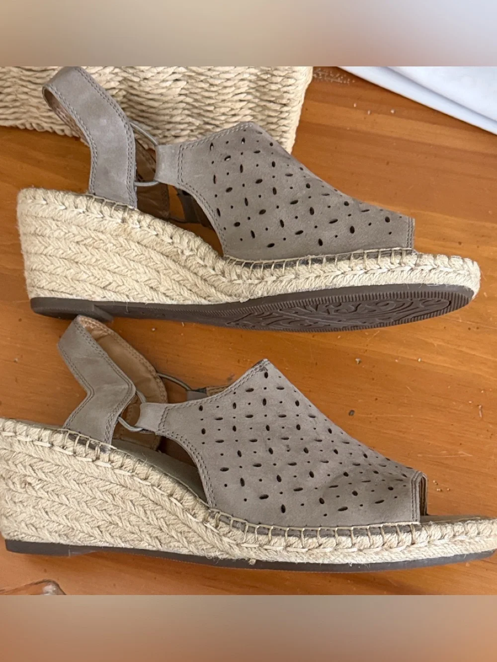 Clarks Artisan Taupe Perforated Slingback Espadrille Sandals